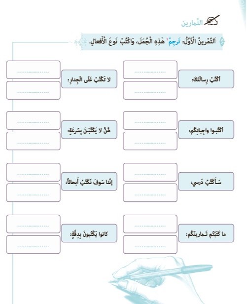 تمرین اول درس اول عربی پایه دهم